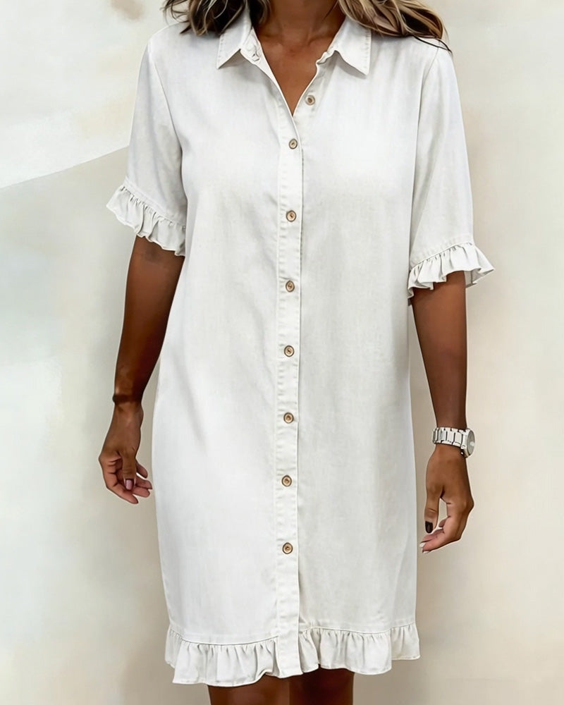 Robe en jean confortable avec fronces flatteuses