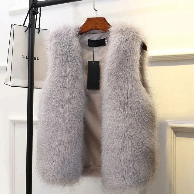 Gilet in Finta Pelliccia di Volpe Lucent