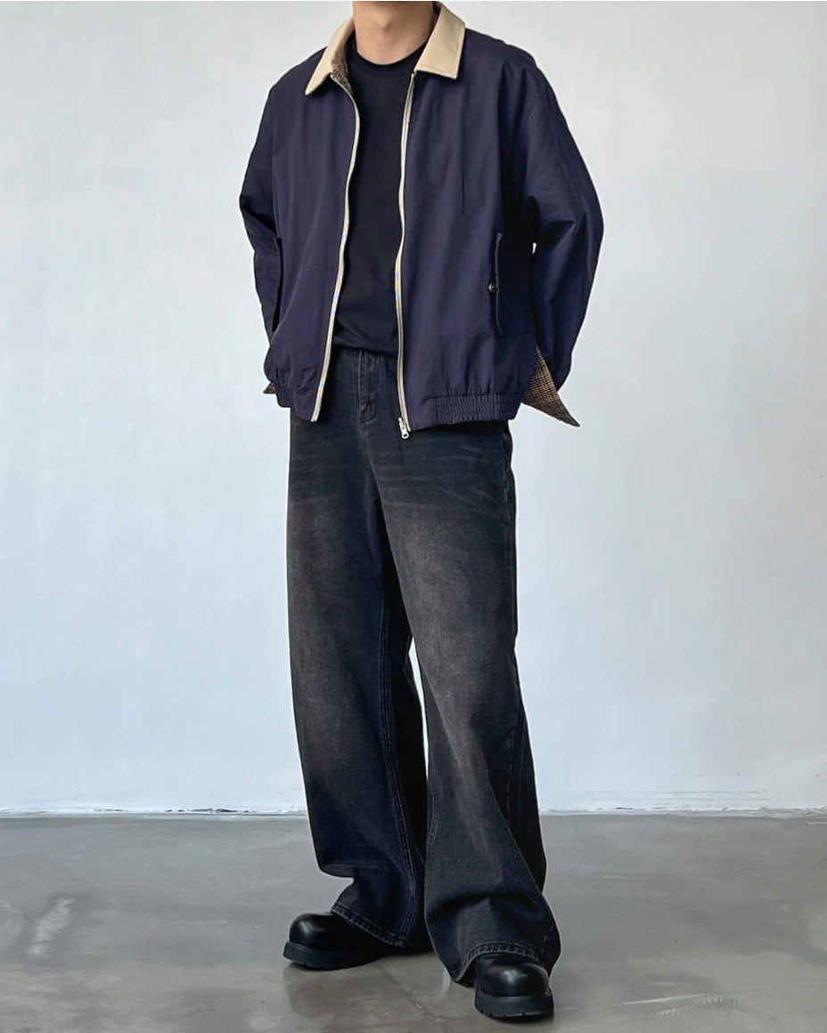 Men's Wide Straight Mid-Rise Denim Jeans