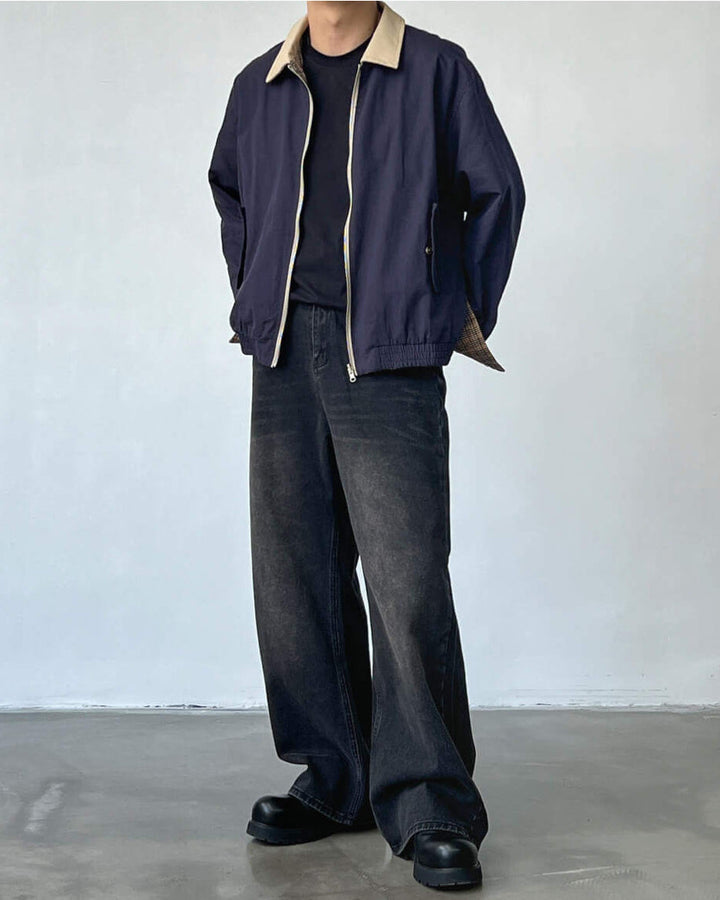 Men's Wide Straight Mid-Rise Denim Jeans