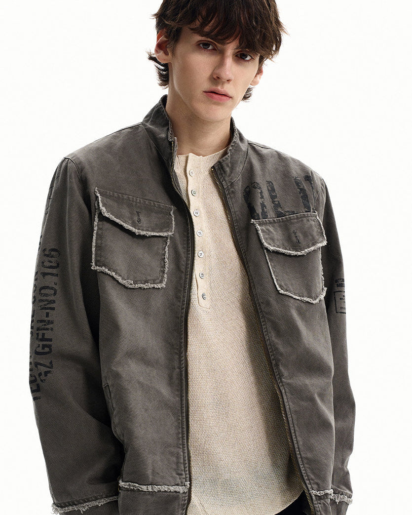 Men's Washed Cotton Zip Utility Jacket