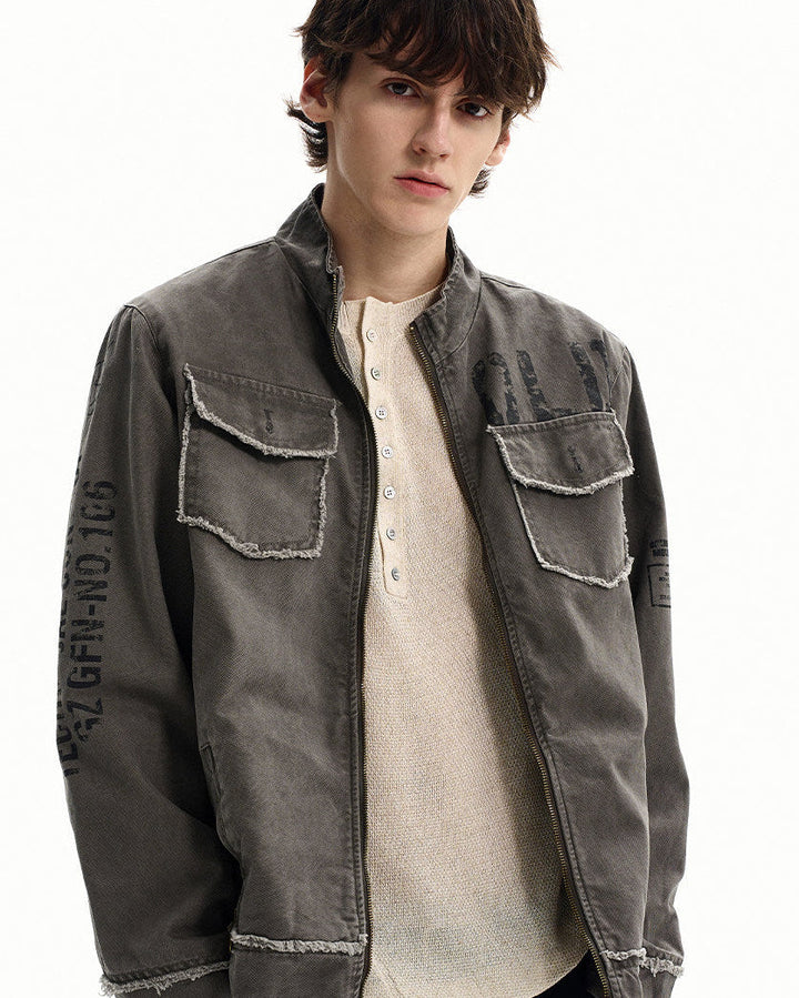 Men's Washed Cotton Zip Utility Jacket