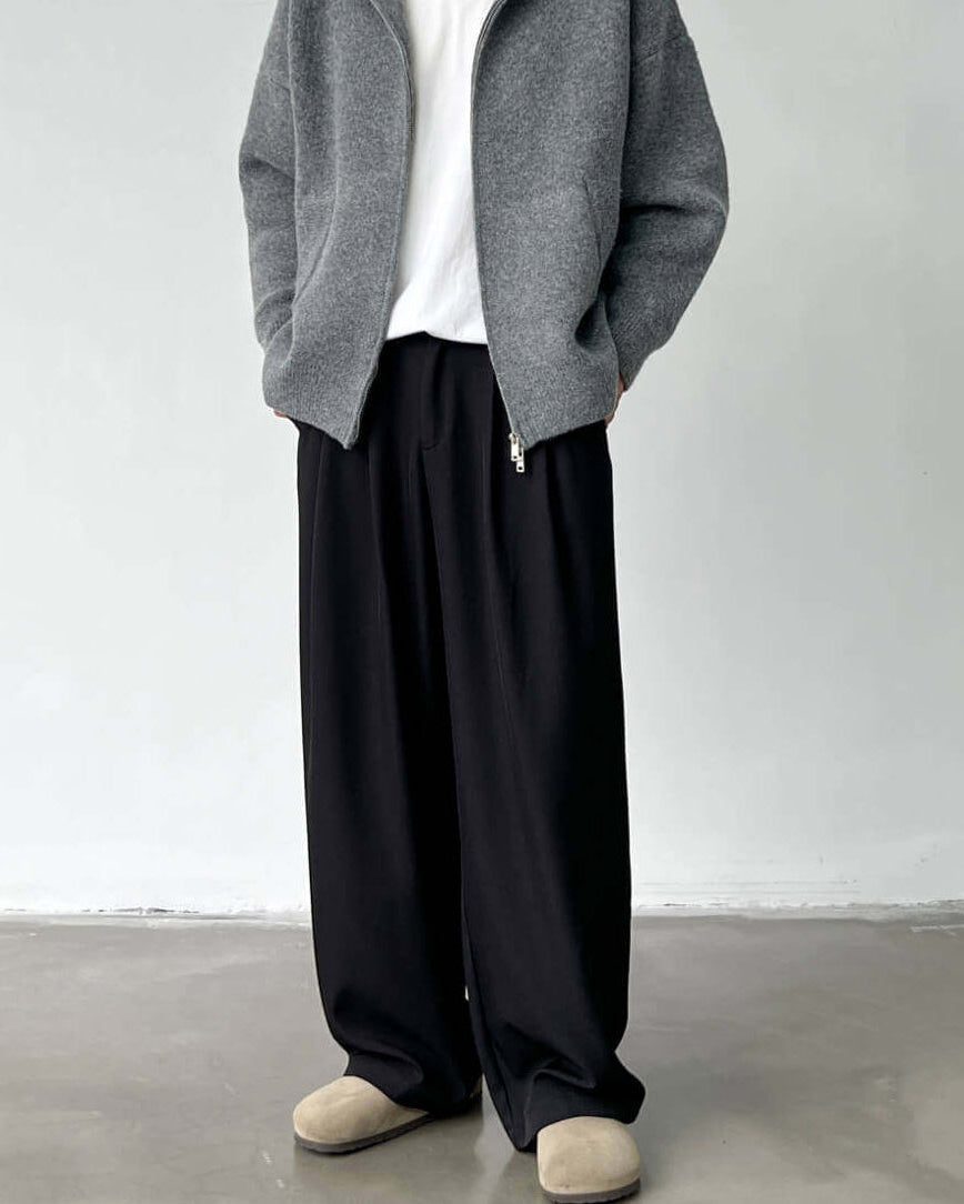 Men's Wide-Leg Double Pleated Trousers
