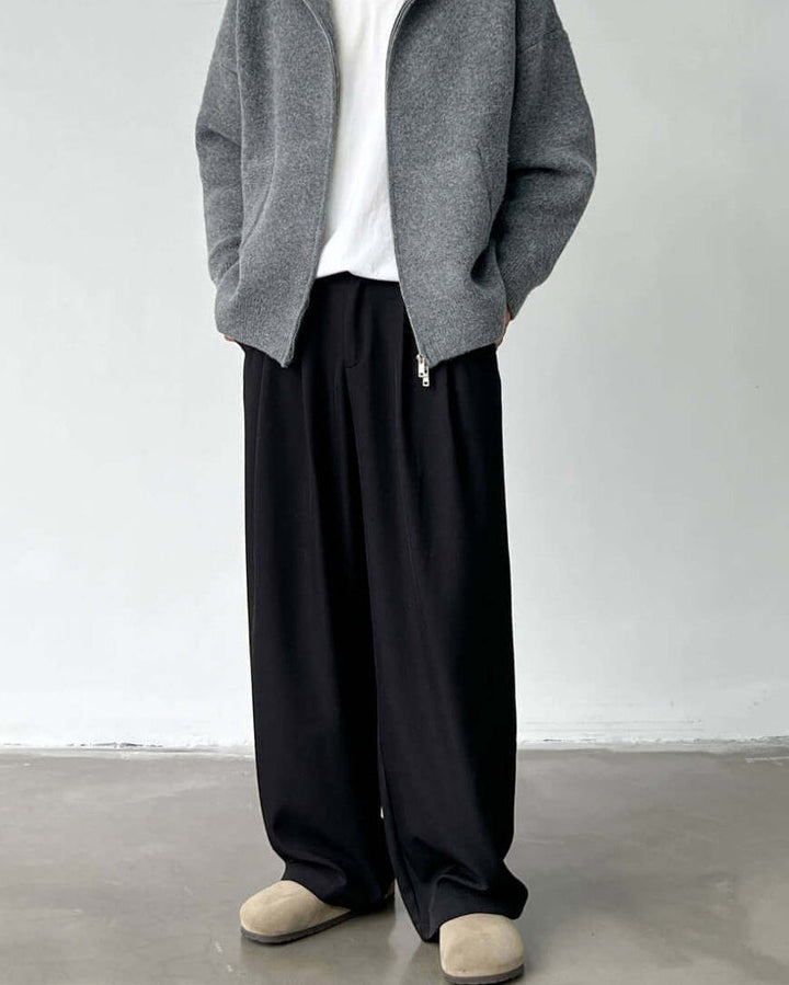 Men's Wide-Leg Double Pleated Trousers