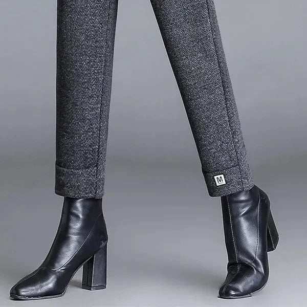 Pantaloni in lana a spina di pesce