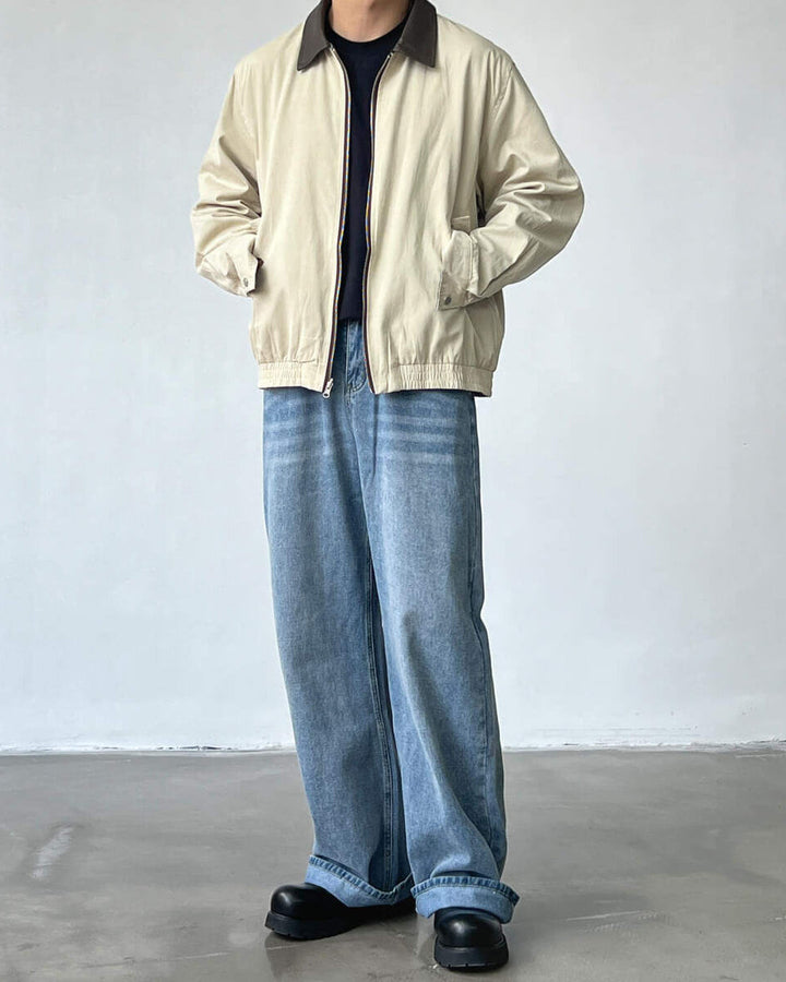 Men's Wide Straight Mid-Rise Denim Jeans
