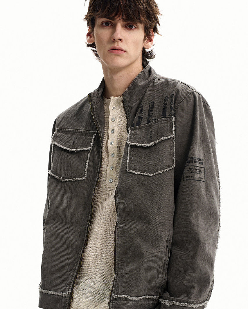 Men's Washed Cotton Zip Utility Jacket