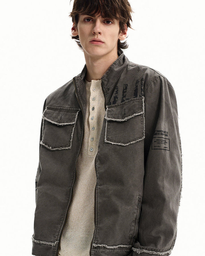 Men's Washed Cotton Zip Utility Jacket