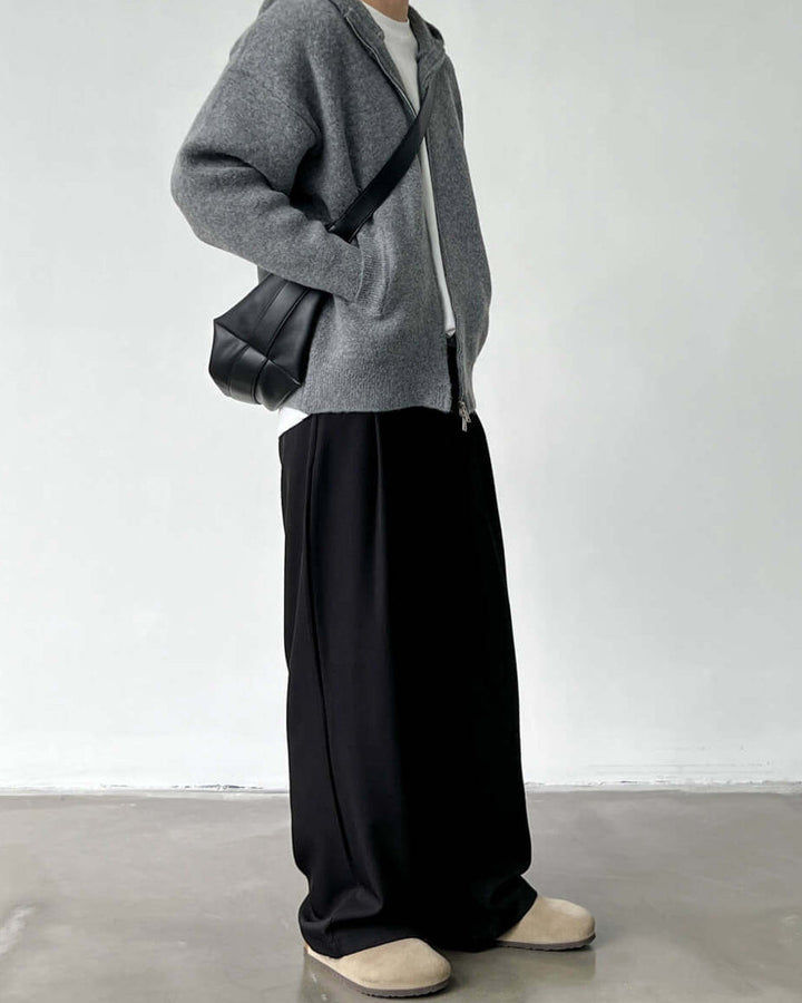 Men's Wide-Leg Double Pleated Trousers
