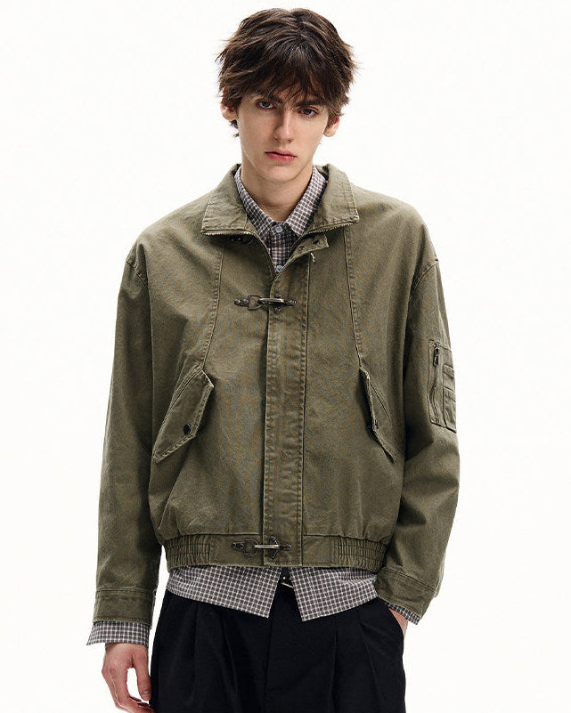 Men's Washed Cotton Twill Buckle Jacket