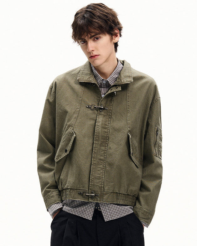 Men's Washed Cotton Twill Buckle Jacket