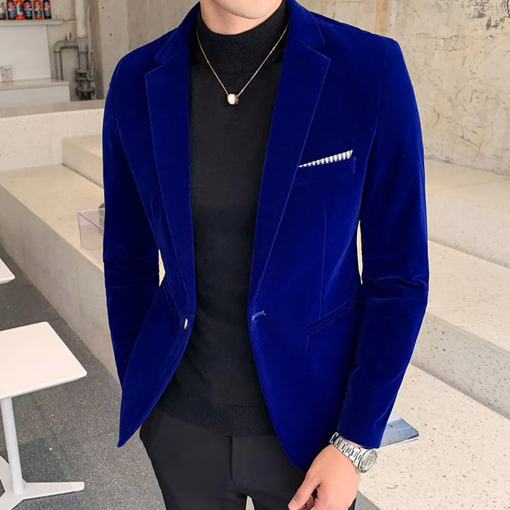 Blazer Cintré en Velours Minuit
