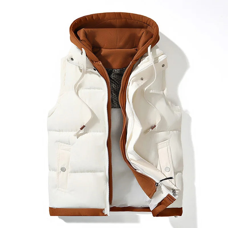 Gilet matelassé à capuche en soft shell