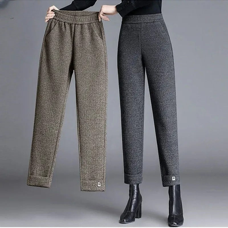 Pantaloni in lana a spina di pesce