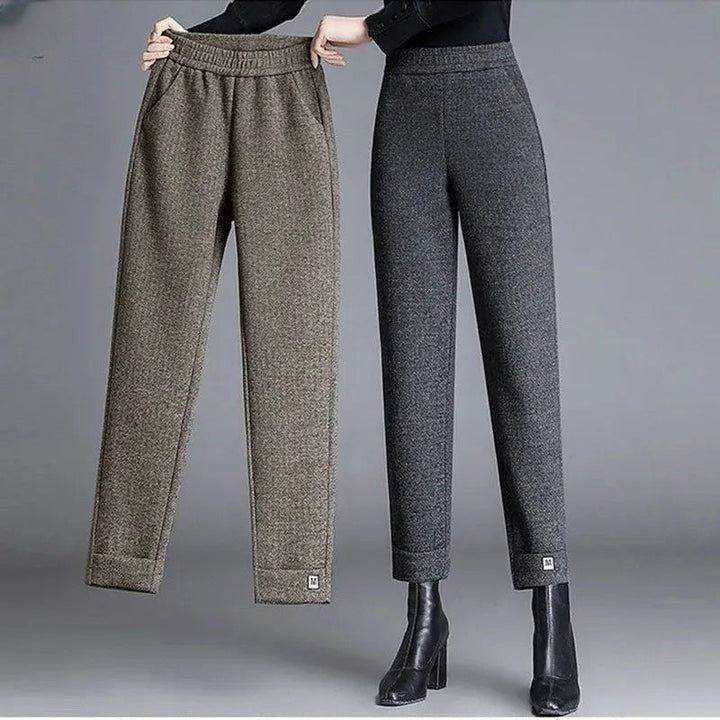 Pantaloni in lana a spina di pesce
