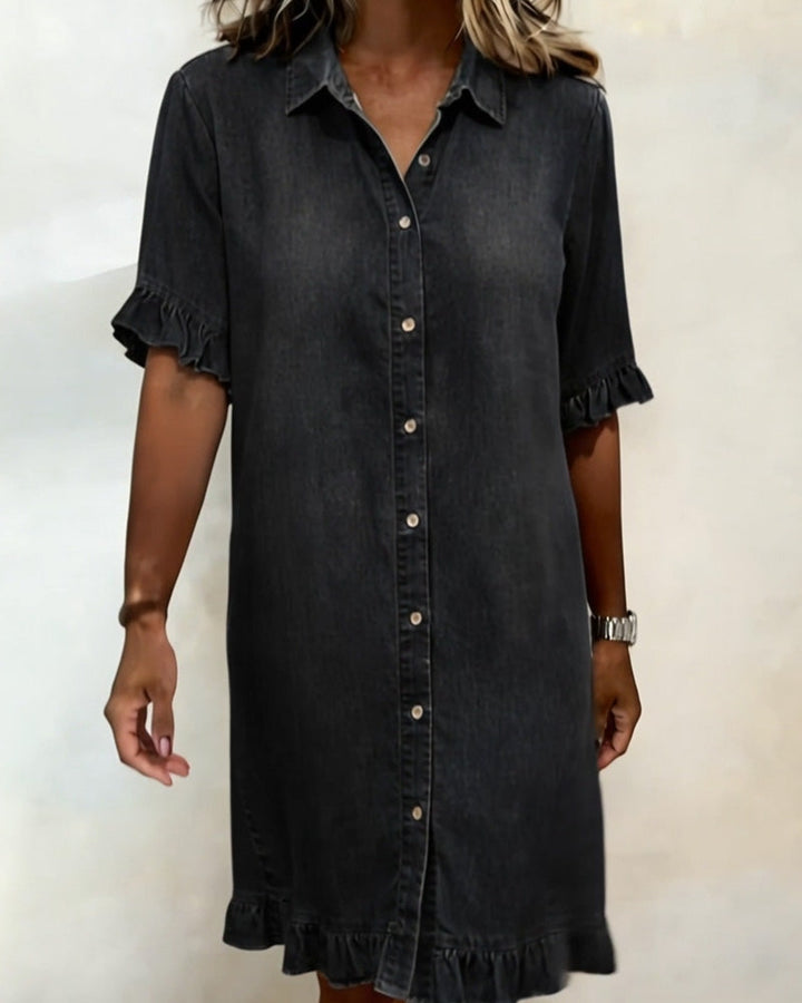 Robe en jean confortable avec fronces flatteuses