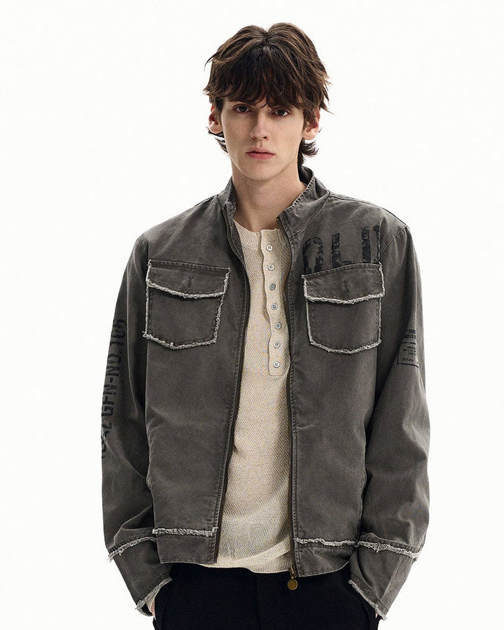 Men's Washed Cotton Zip Field Jacket