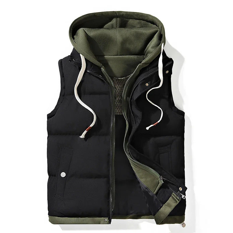 Gilet matelassé à capuche en soft shell