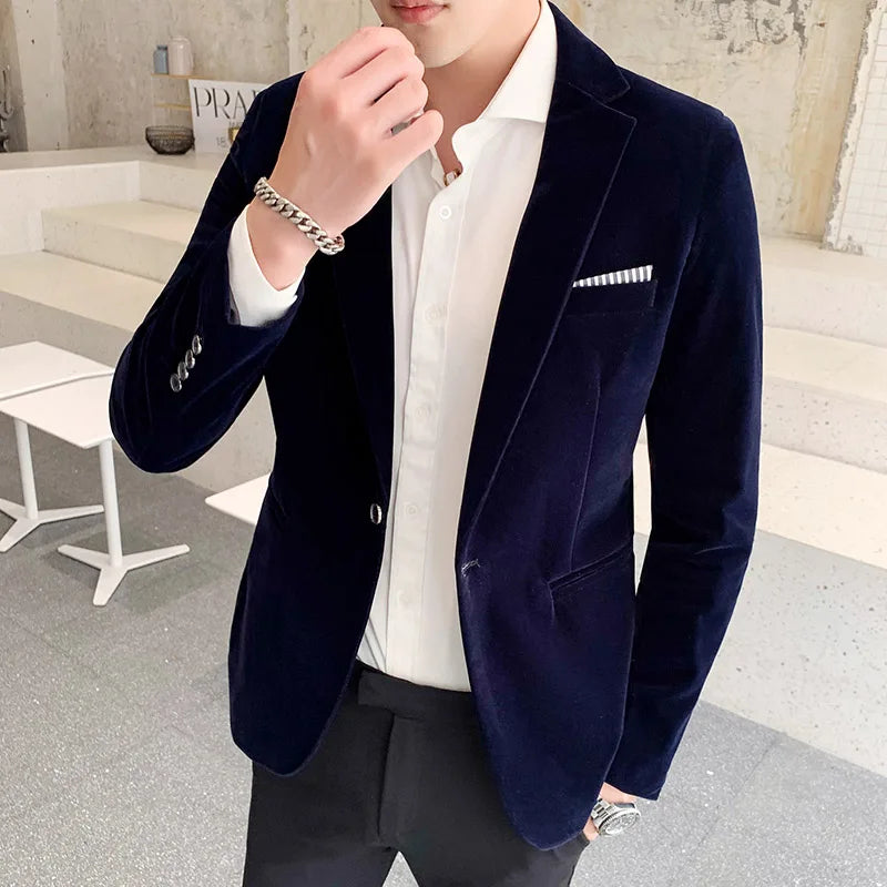 Blazer Cintré en Velours Minuit