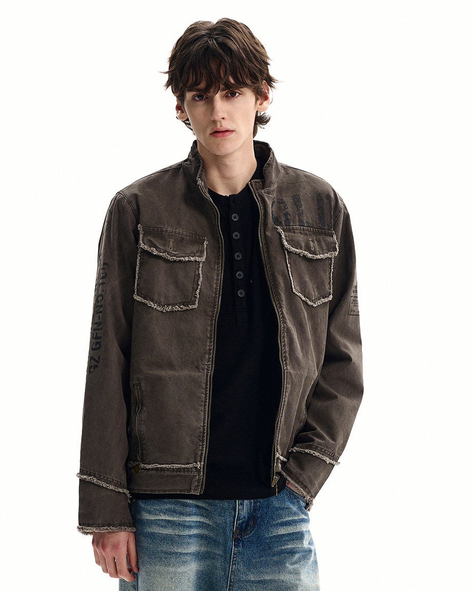 Men's Washed Cotton Zip Utility Jacket