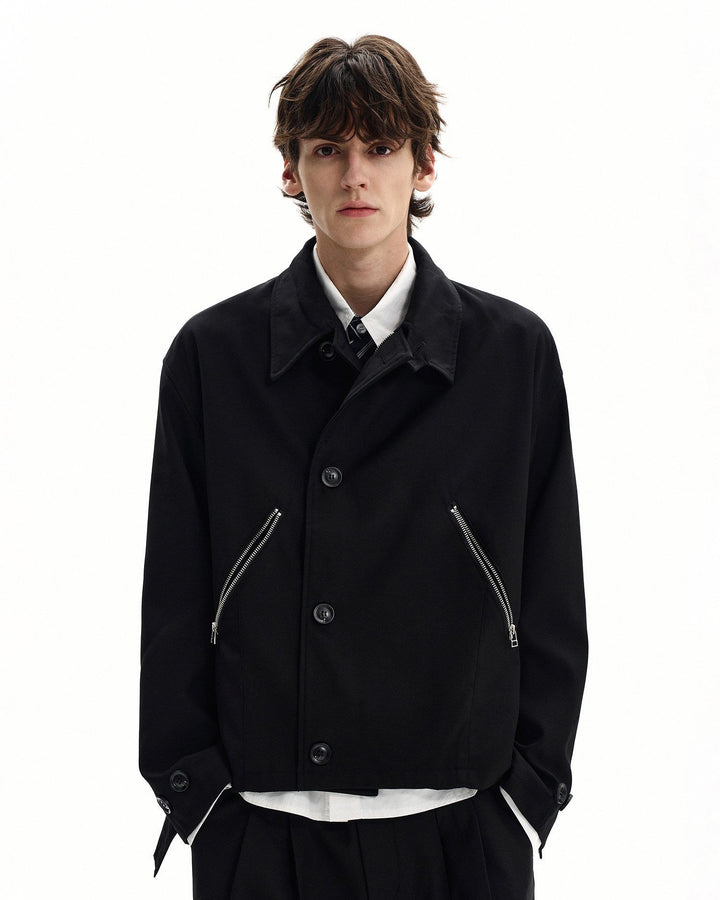 Wool Blend Zip Pocket Jacket