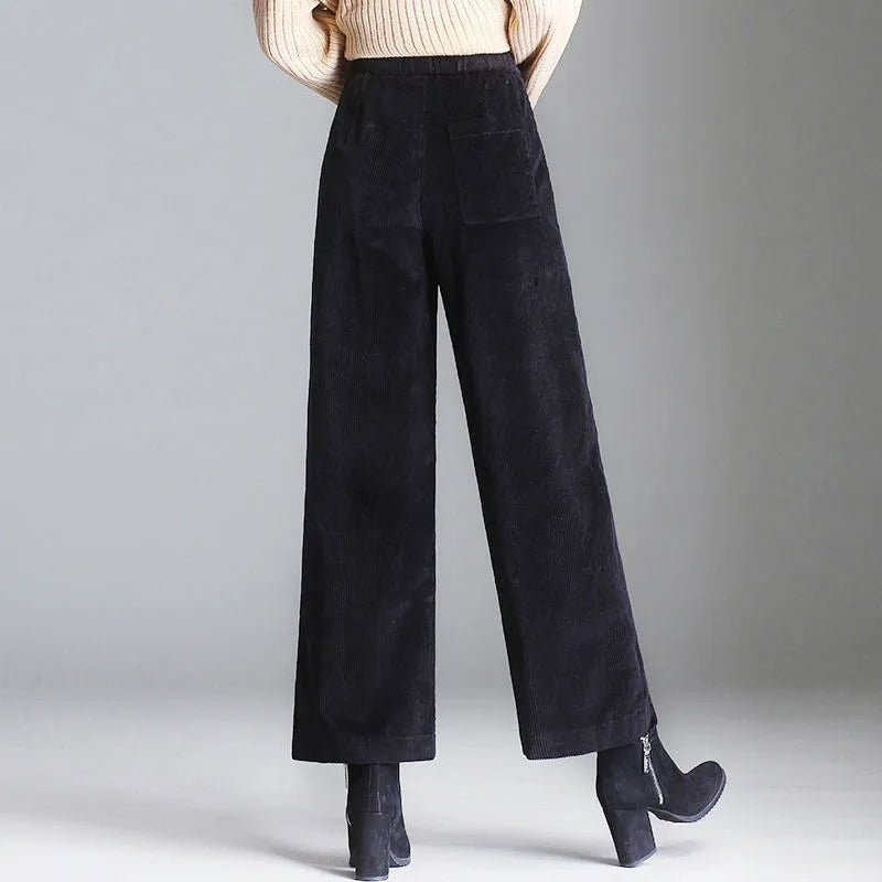 Pantalon taille haute en velours côtelé Couture