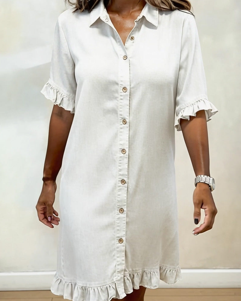 Robe en jean confortable avec fronces flatteuses