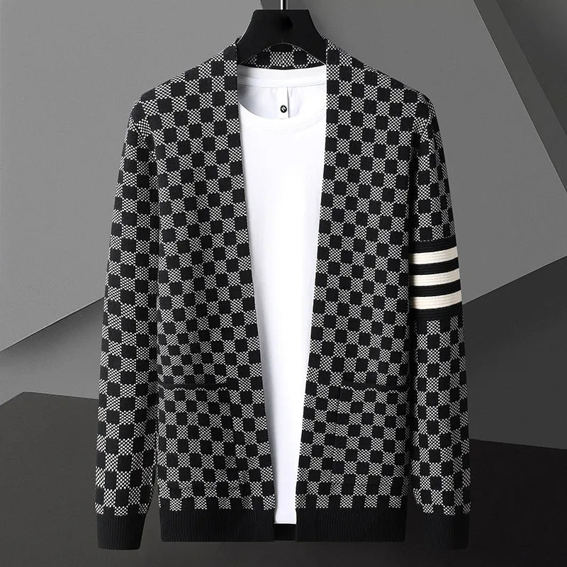 Cardigan en maille à carreaux Monarch