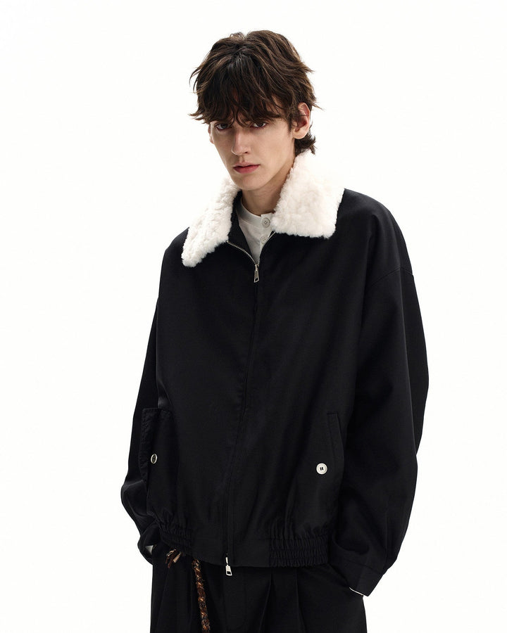 Wool Blend Shearling Collar Jacket