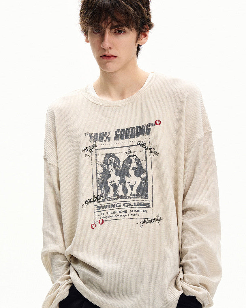 Men's Waffle Knit Graphic Long Sleeve Tee