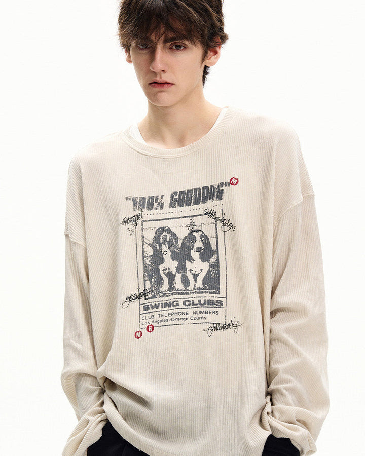 Men's Waffle Knit Graphic Long Sleeve Tee