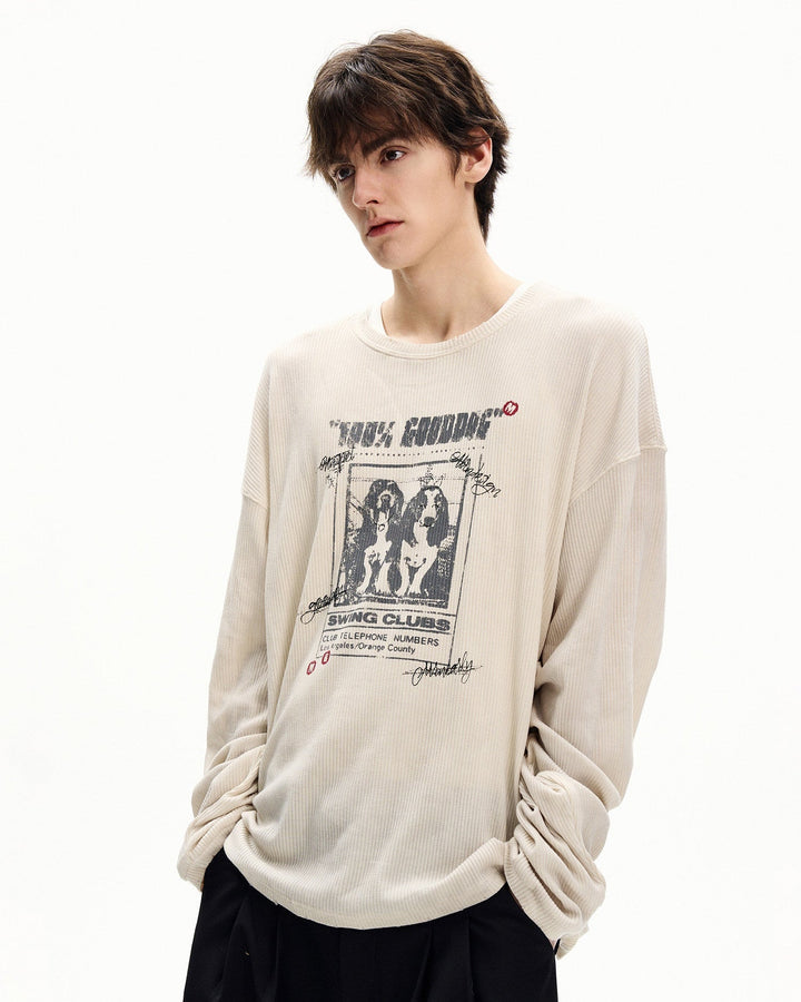 Men's Waffle Knit Graphic Long Sleeve Tee