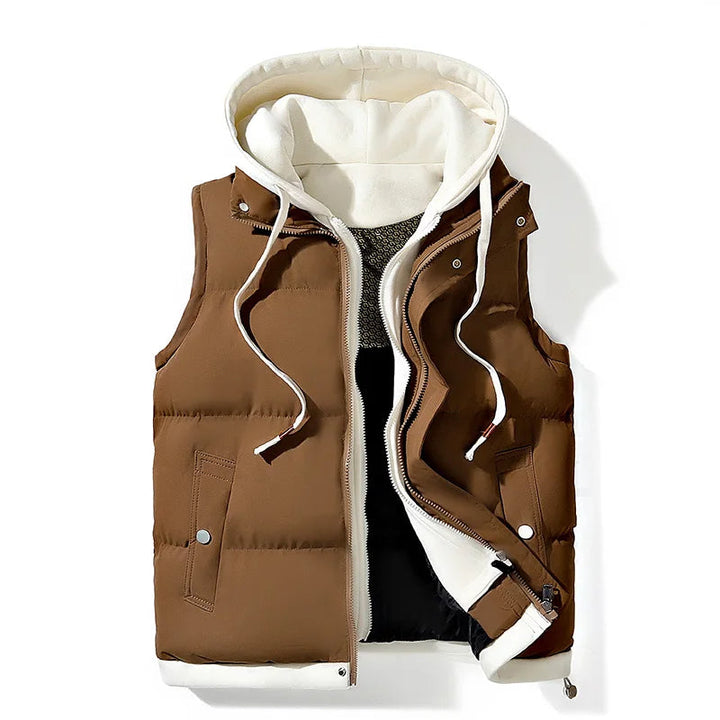 Gilet matelassé à capuche en soft shell