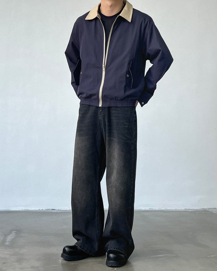 Men's Wide Straight Mid-Rise Denim Jeans