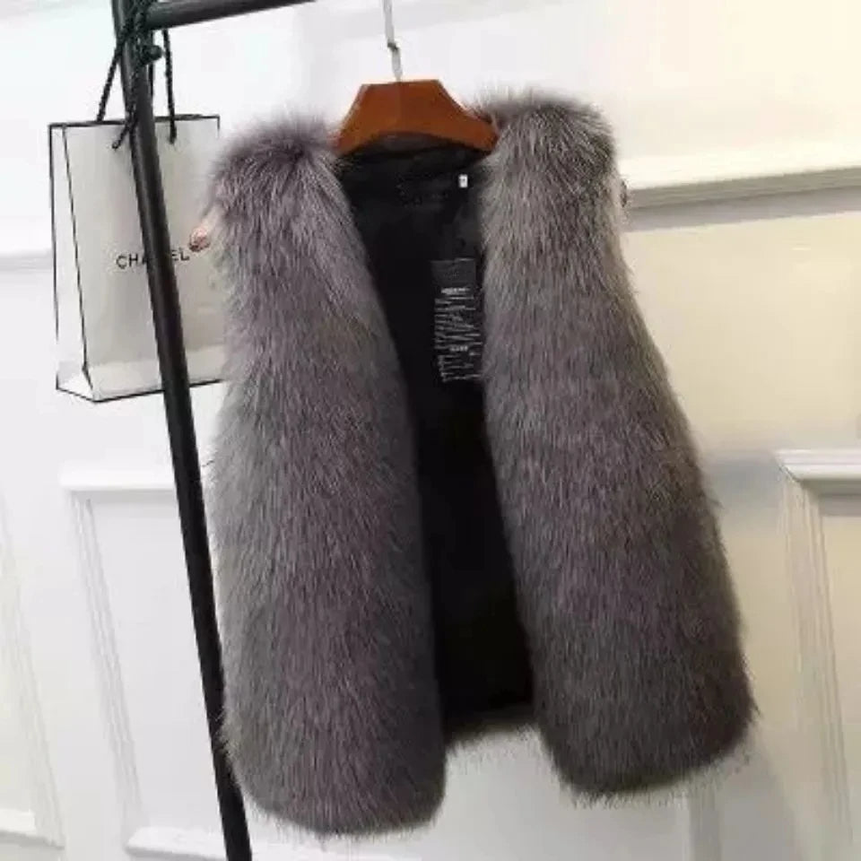 Gilet in Finta Pelliccia di Volpe Lucent