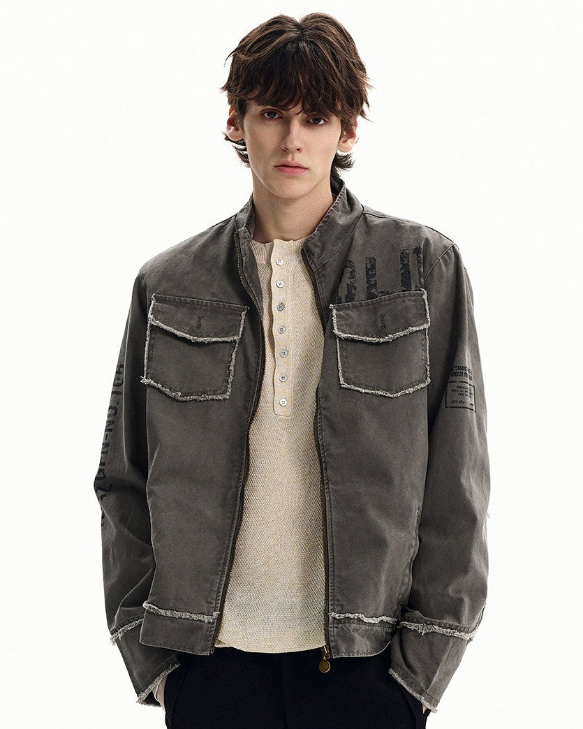 Men's Washed Cotton Zip Utility Jacket