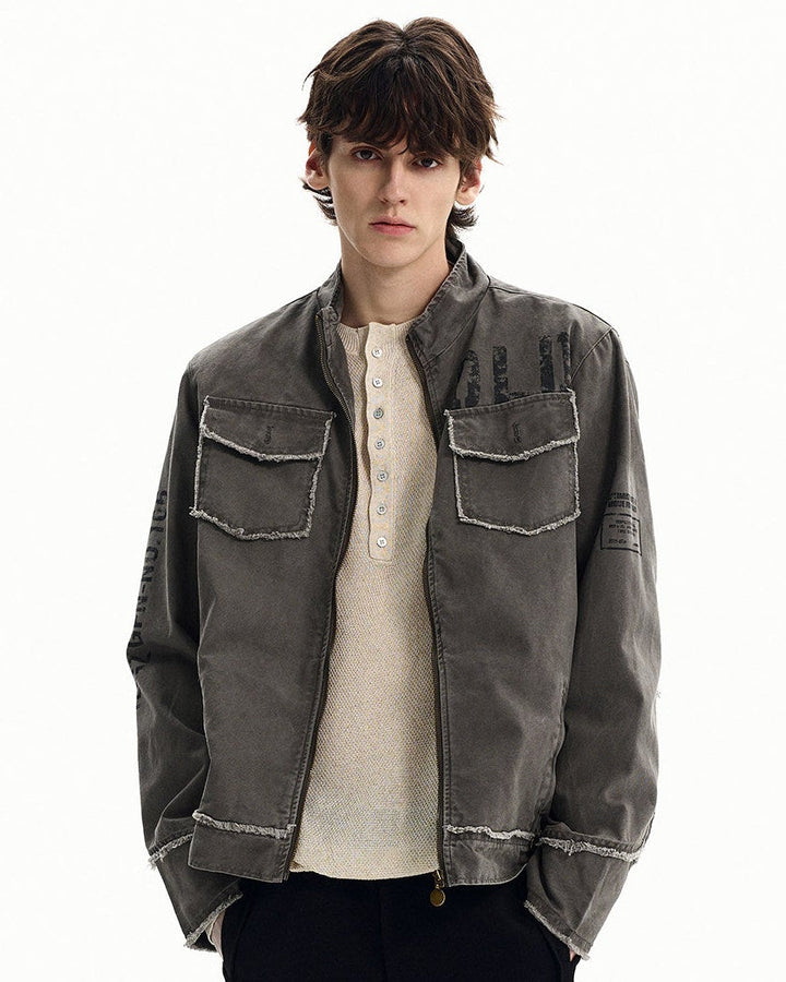 Men's Washed Cotton Zip Utility Jacket