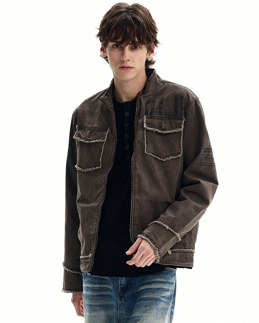 Men's Washed Cotton Zip Field Jacket