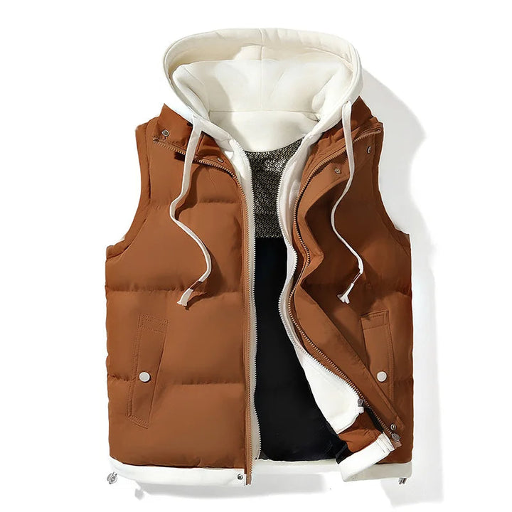Gilet matelassé à capuche en soft shell