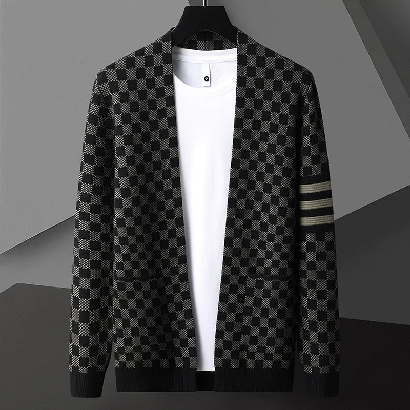 Cardigan en maille à carreaux Monarch