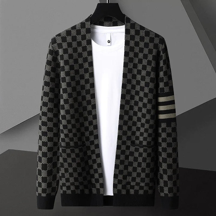 Cardigan en maille à carreaux Monarch