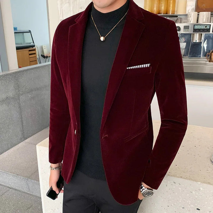 Blazer Cintré en Velours Minuit