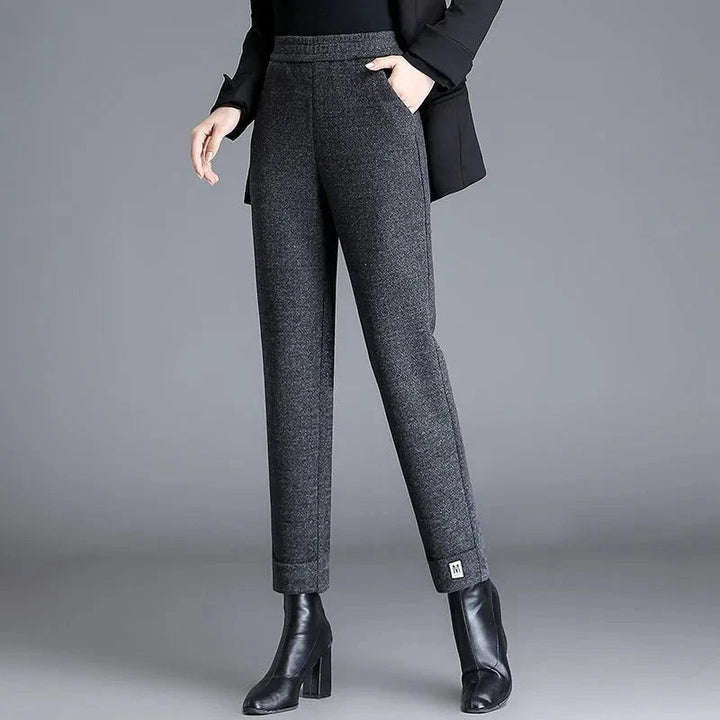 Pantaloni in lana a spina di pesce
