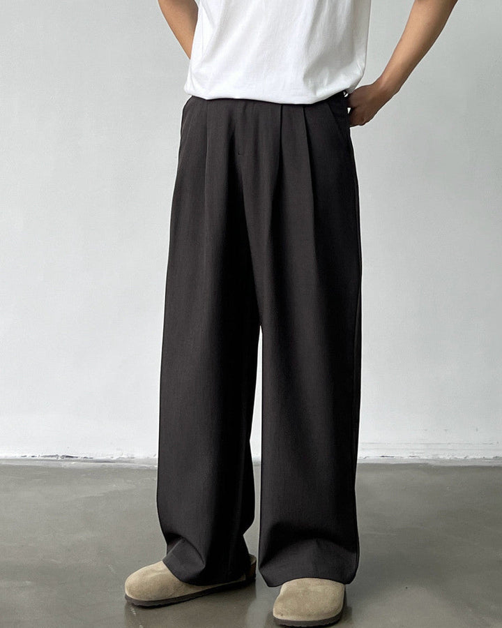 Men's Wide-Leg Double Pleated Trousers
