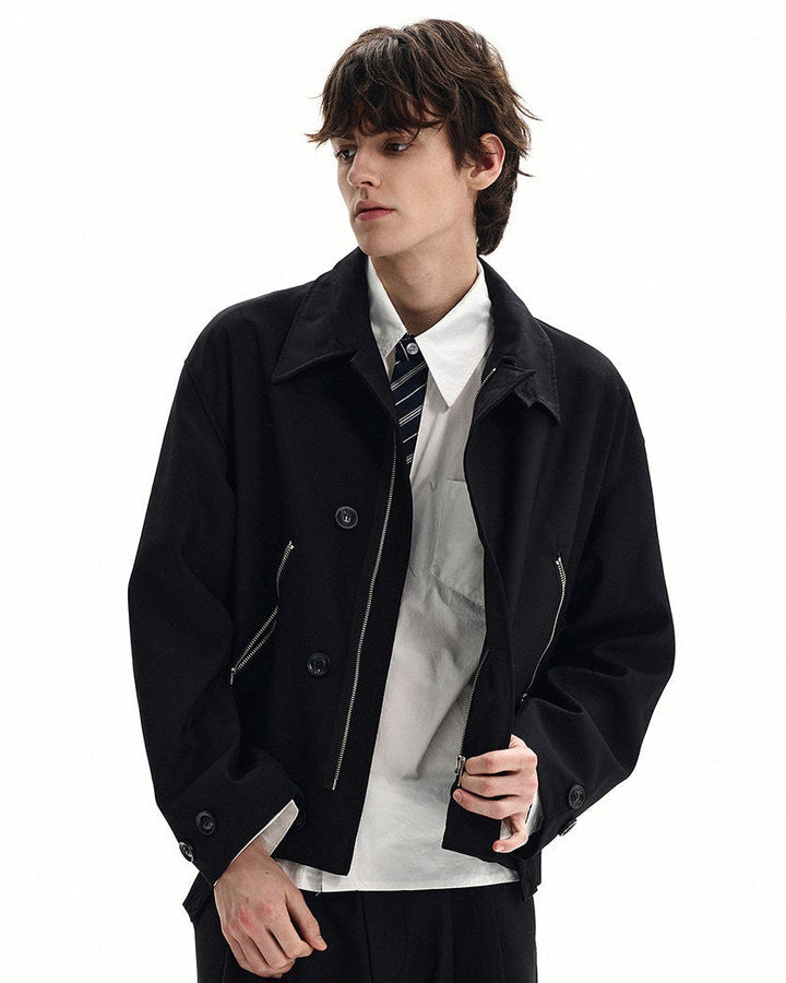 Wool Blend Zip Pocket Jacket