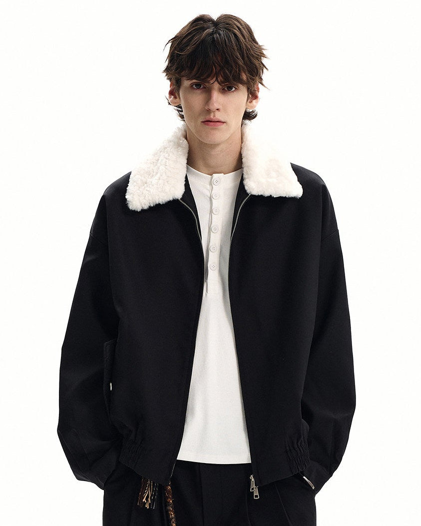 Wool Blend Shearling Collar Jacket