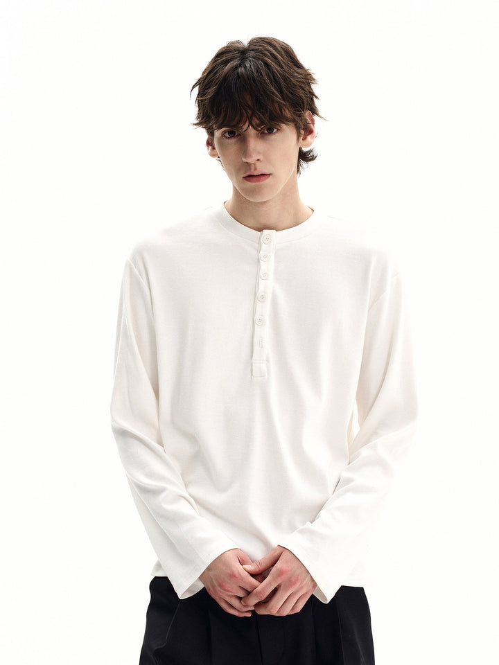Men's Waffle Knit Cotton Henley