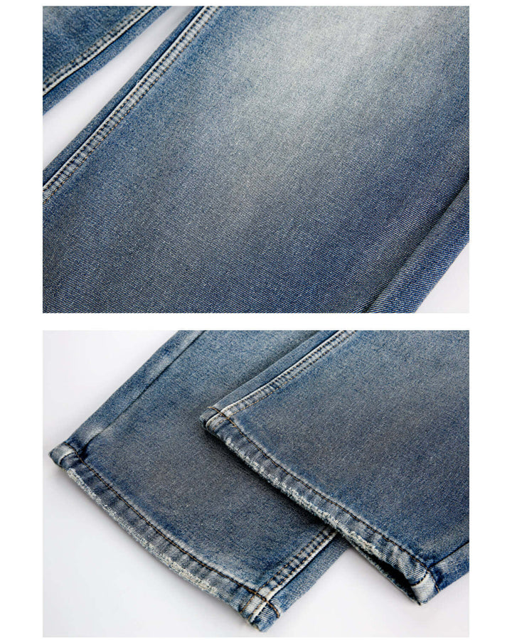 Men's Washed Wide-Leg Loose Denim Jeans