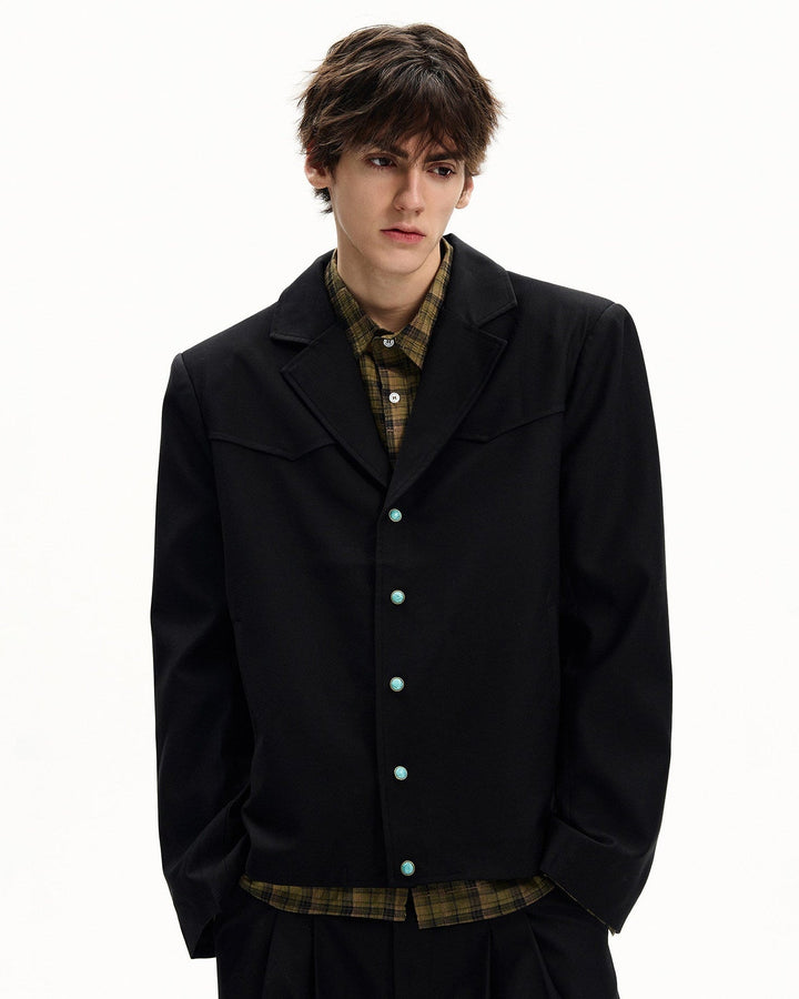 Wool Twill Buttoned Jacket