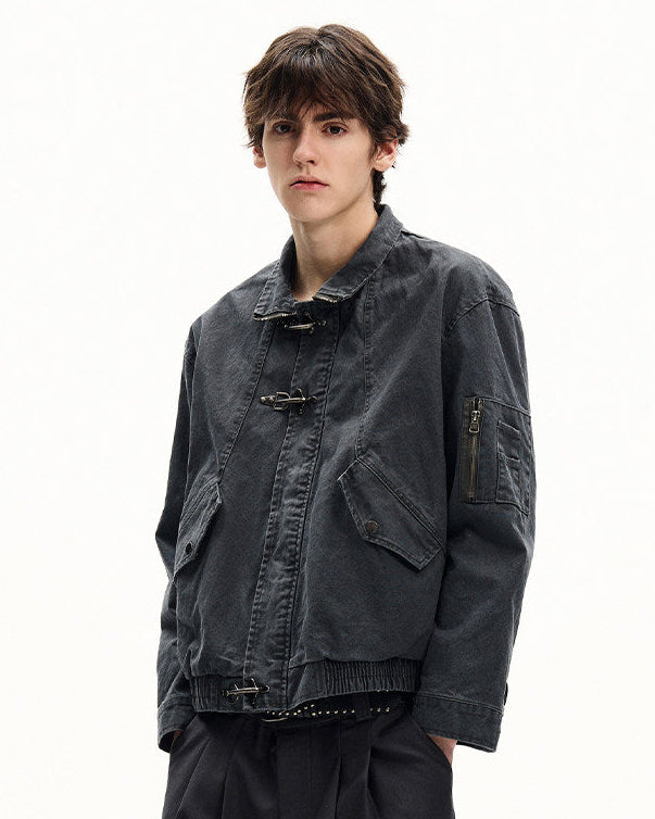 Men's Washed Cotton Twill Buckle Jacket